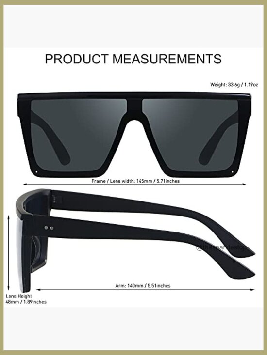 Square Oversized Sunglasses with UV Protection Plastic Frame main image 6